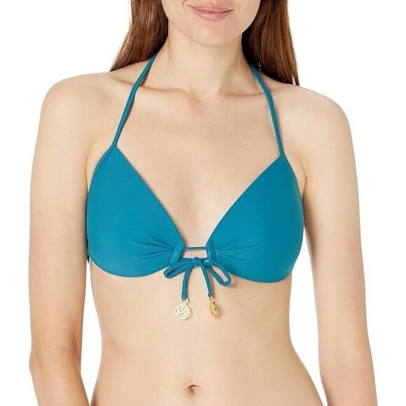 Luli Fama Bikini Top Women's Blue Cosita Buena Molded Push Up Band  Size M - Picture 1 of 11